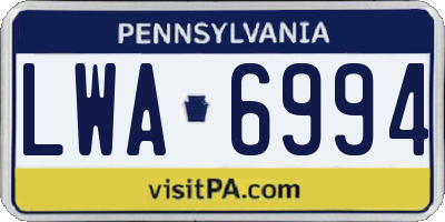 PA license plate LWA6994