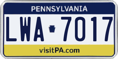 PA license plate LWA7017