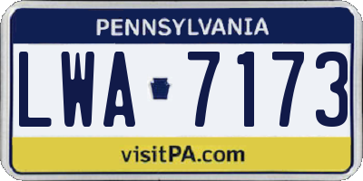PA license plate LWA7173