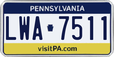 PA license plate LWA7511