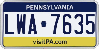 PA license plate LWA7635