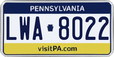 PA license plate LWA8022