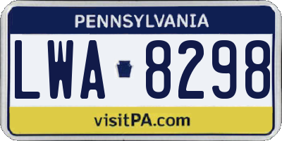PA license plate LWA8298
