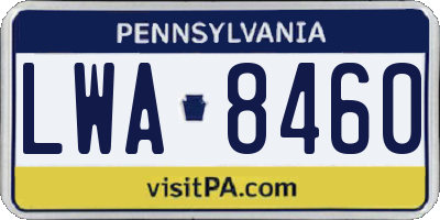 PA license plate LWA8460