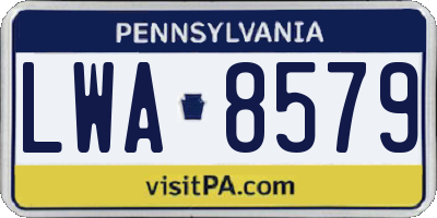 PA license plate LWA8579