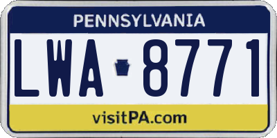 PA license plate LWA8771