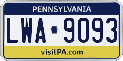 PA license plate LWA9093