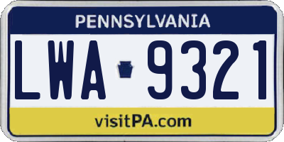 PA license plate LWA9321