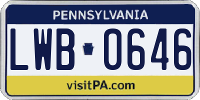 PA license plate LWB0646