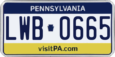 PA license plate LWB0665