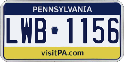 PA license plate LWB1156