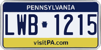 PA license plate LWB1215