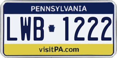 PA license plate LWB1222