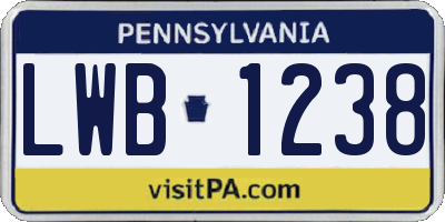 PA license plate LWB1238