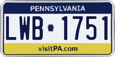 PA license plate LWB1751