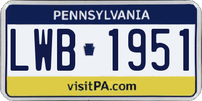 PA license plate LWB1951