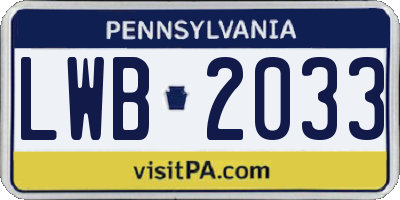 PA license plate LWB2033