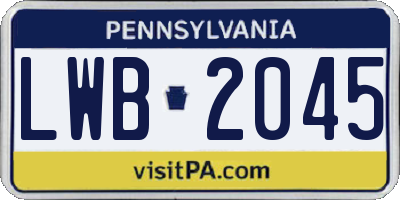PA license plate LWB2045