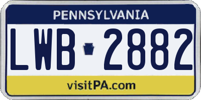 PA license plate LWB2882