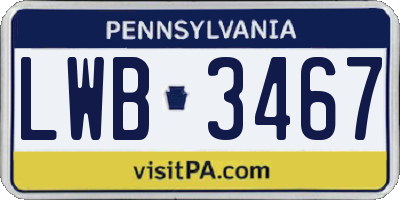 PA license plate LWB3467