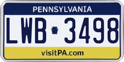 PA license plate LWB3498