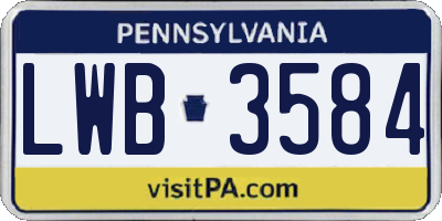 PA license plate LWB3584