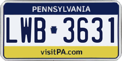 PA license plate LWB3631