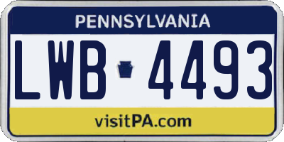 PA license plate LWB4493