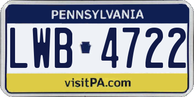 PA license plate LWB4722