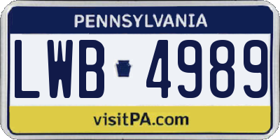 PA license plate LWB4989