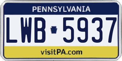 PA license plate LWB5937