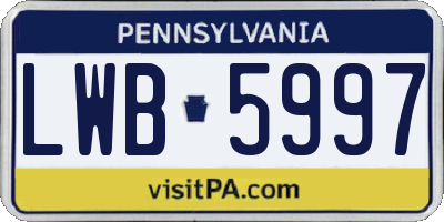 PA license plate LWB5997