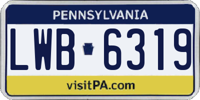 PA license plate LWB6319