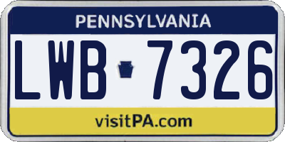 PA license plate LWB7326