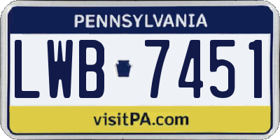 PA license plate LWB7451