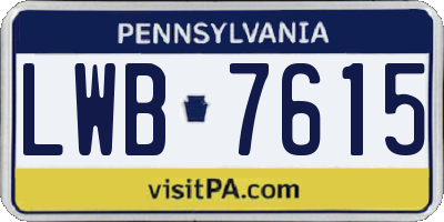 PA license plate LWB7615