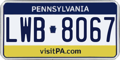 PA license plate LWB8067