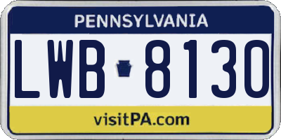 PA license plate LWB8130
