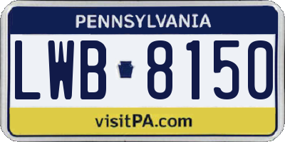 PA license plate LWB8150