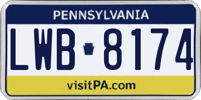 PA license plate LWB8174