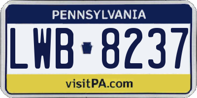 PA license plate LWB8237