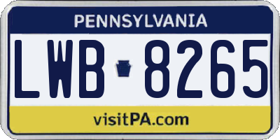 PA license plate LWB8265