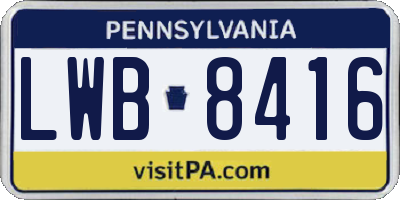 PA license plate LWB8416