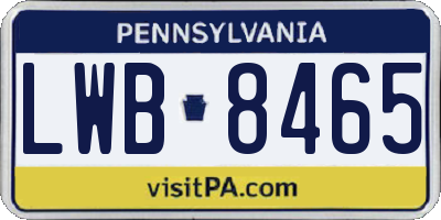 PA license plate LWB8465