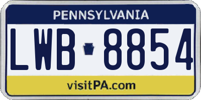 PA license plate LWB8854