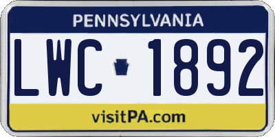 PA license plate LWC1892