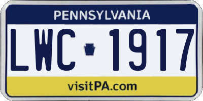 PA license plate LWC1917