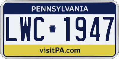 PA license plate LWC1947