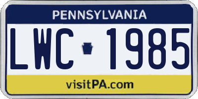 PA license plate LWC1985