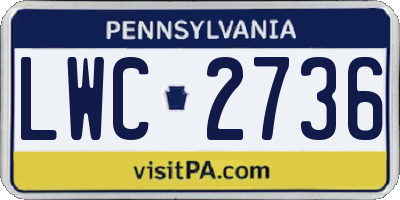 PA license plate LWC2736